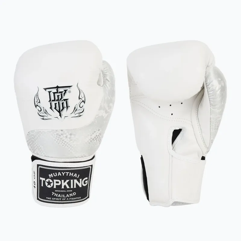 Nová Kolekce Boxerské rukavice Top King Muay Thai Power Snake white/silver