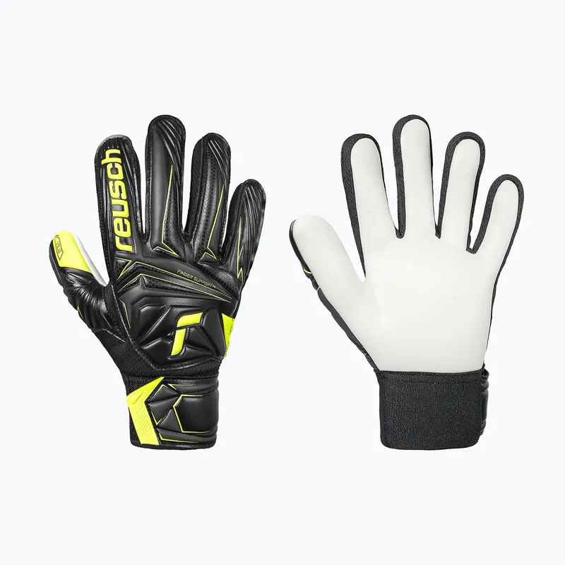 Víkendová Akce Dětské brankářské rukavice Reusch Attrakt Starter Solid Finger Support Junior black/safety yellow