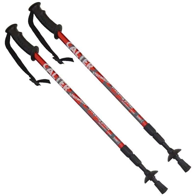 Trekingové hole CALTER® STROMBOLI, 3-dílné, pár, červené Cenově Výhodný