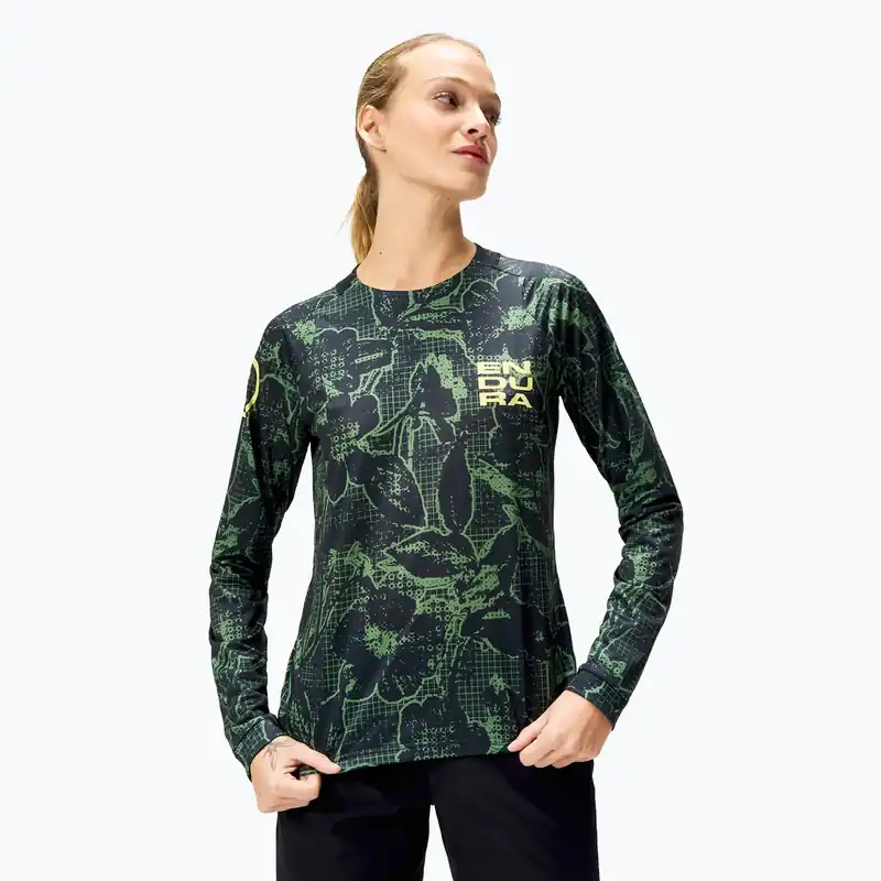 Ověřený Dámský cyklistický dres Longsleeve Endura Floral Ltd W black