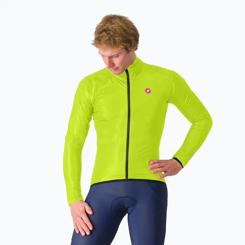 Autentický Pánská cyklistická bunda Castelli Squall Shell electric lime/black