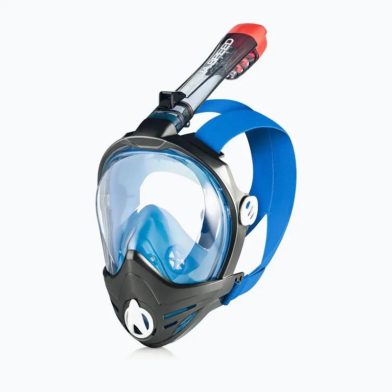 Výprodej Celoobličejová šnorchlovací maska s držákem kamery AQUA-SPEED Brizo černá/modrá