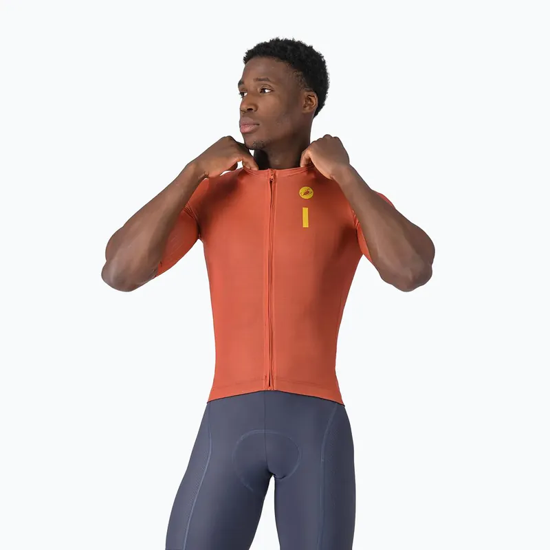 Nejprodávanější Pánský cyklistický dres Castelli Drittone Logo paprika/mango mojito