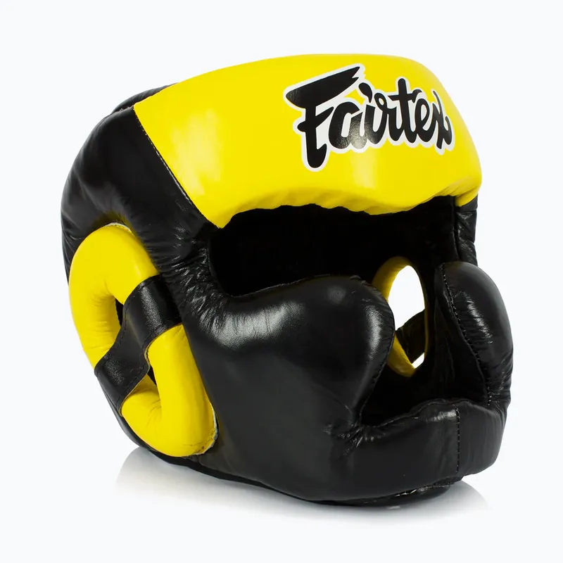 Nejlepší Cena Boxerská helma Fairtex Diagonal Vision Sparring - Full Head Coverage black/yellow