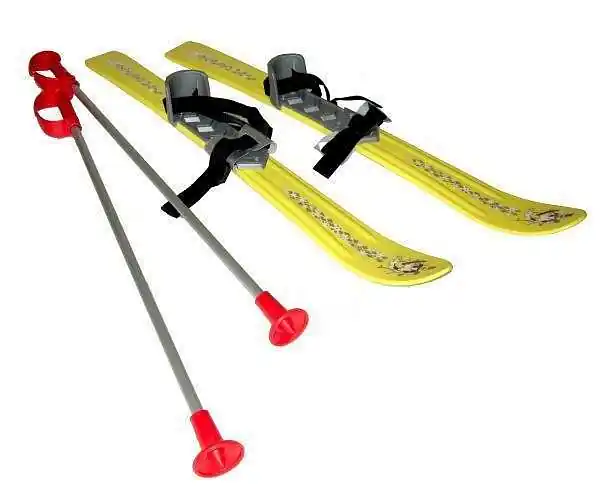 Lyže kluzky s holemi a vázáním Plastkon 90 cm - žlutá Ihned K Objednání
