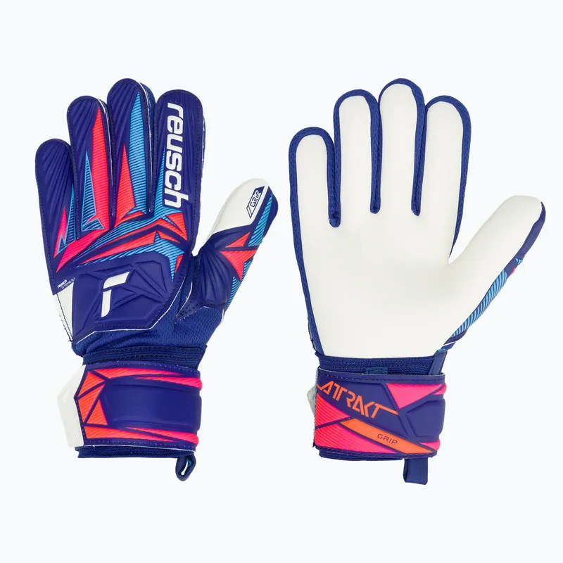 Akce Dětské brankářské rukavice Reusch Attrakt Grip Junior sharp blue/white/shocking orange