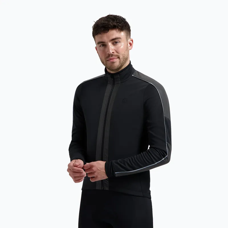 Akce Pánská cyklistická bunda Rogelli Essential Winter Hi Vis black