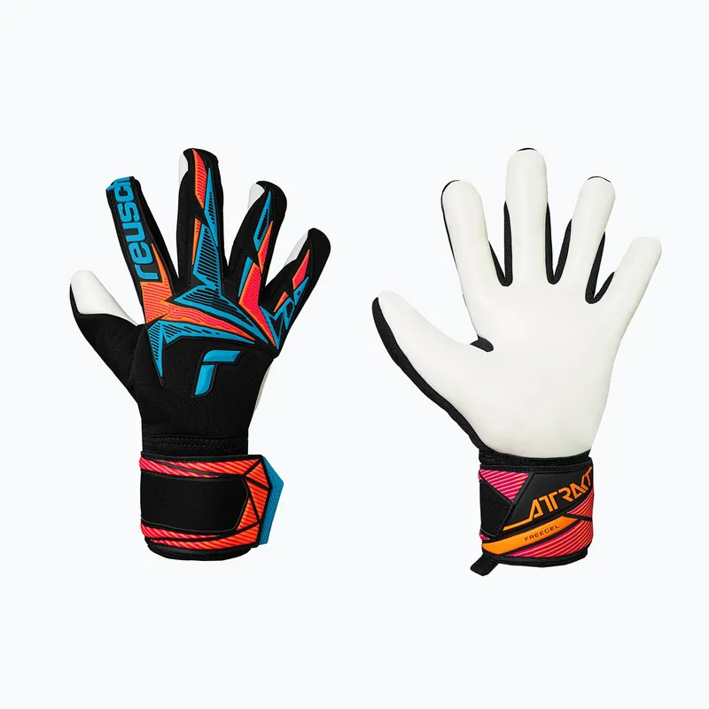 Brankářské rukavice Reusch Attrakt Freegel Advance black/aqua blue/shocking orange Časově Omezené