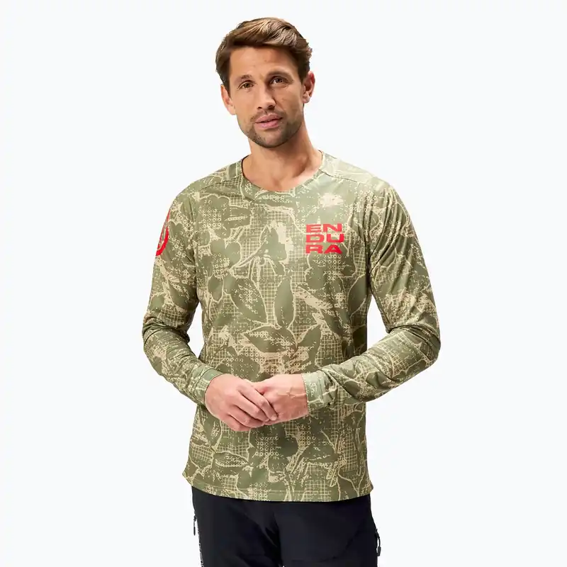 Akční Cena Pánský cyklistický dres Longsleeve Endura Grid Floral Ltd tweed green