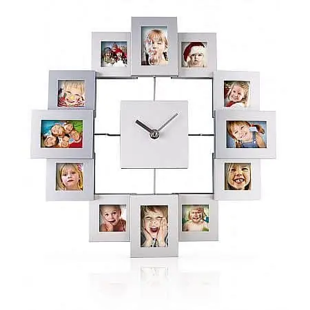 Top Prodej Nástěnné hodiny s fotorámečky hranaté
