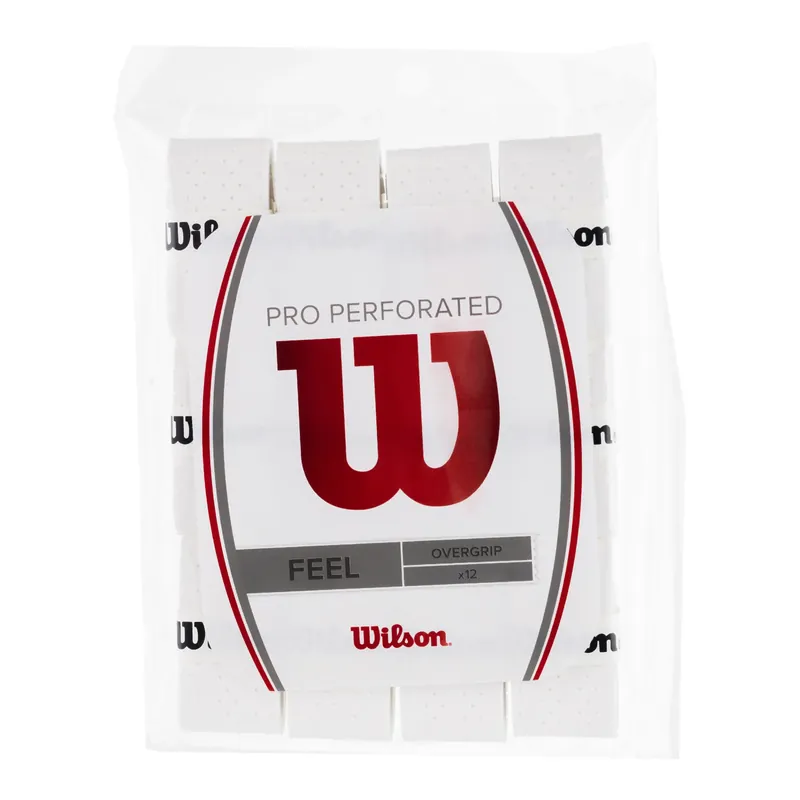 Zlevněný Wilson Pro Overgrip Perforované omotávky na tenisové rakety 12ks bílé WRZ4006WH+