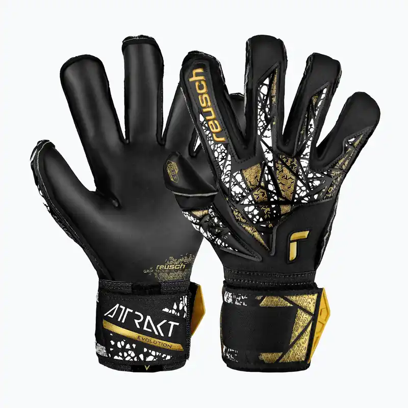 Časově Omezené Brankářské rukavice Reusch Attrakt Gold X Evolution Cut Finger Support black/gold/white/black