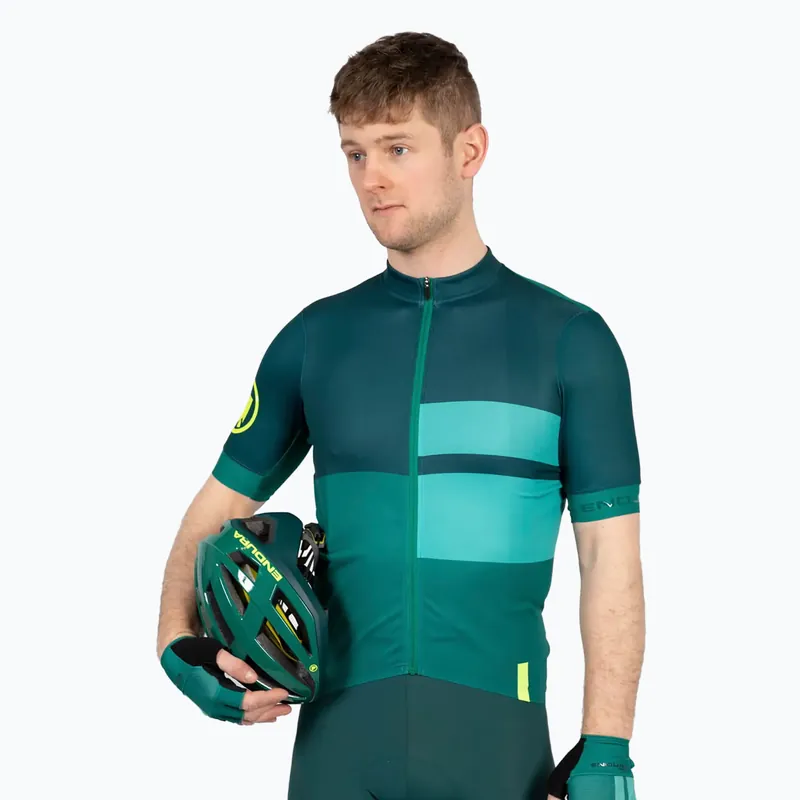 Pánský cyklistický dres Endura FS260 Print S/S emerald green Cenová Bomba