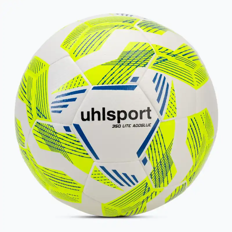 Zlevněný Fotbalový míč uhlsport 350 Lite Addglue white/fluo yellow/dark blue velikost 4