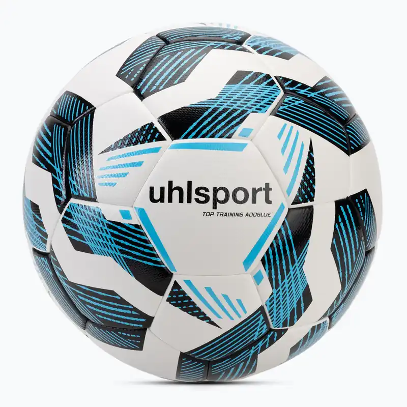 Fotbalový míč uhlsport Fairtrade Top Training Addglue white/black/fluo blue velikost 4 Levný
