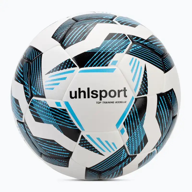 Fotbalový míč uhlsport Fairtrade Top Training Addglue white/black/fluo blue velikost 5 Výhodná Nabídka