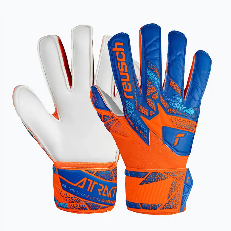 Akce Dětské brankářské rukavice Reusch Attrakt Solid Finger Support Junior shocking orange/blue