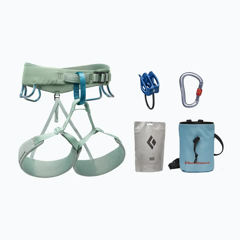 Cenově Výhodný Dámská lezecká sada s úvazkem Black Diamond Momentum Harness Package pastel green