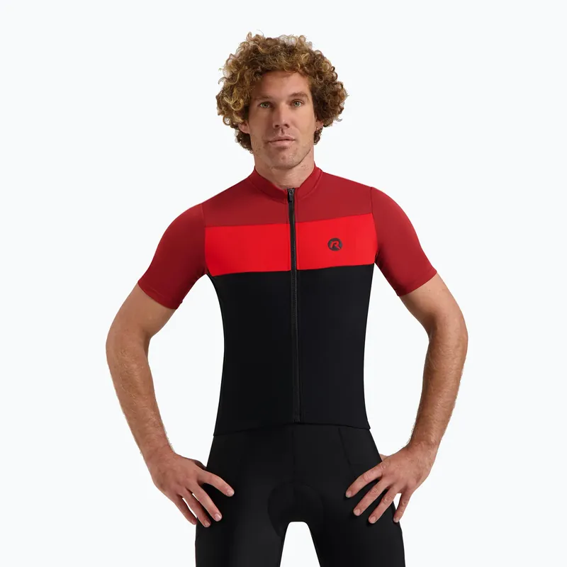 Akční Cena Pánský cyklistický dres Rogelli Core Block black / bordeaux / red
