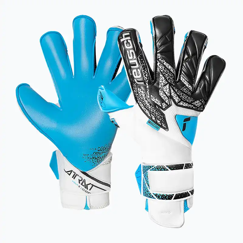 Brankářské rukavice Reusch Attrakt Aqua Evolution white/black/aqua blue Dokud Zásoby Vydrží