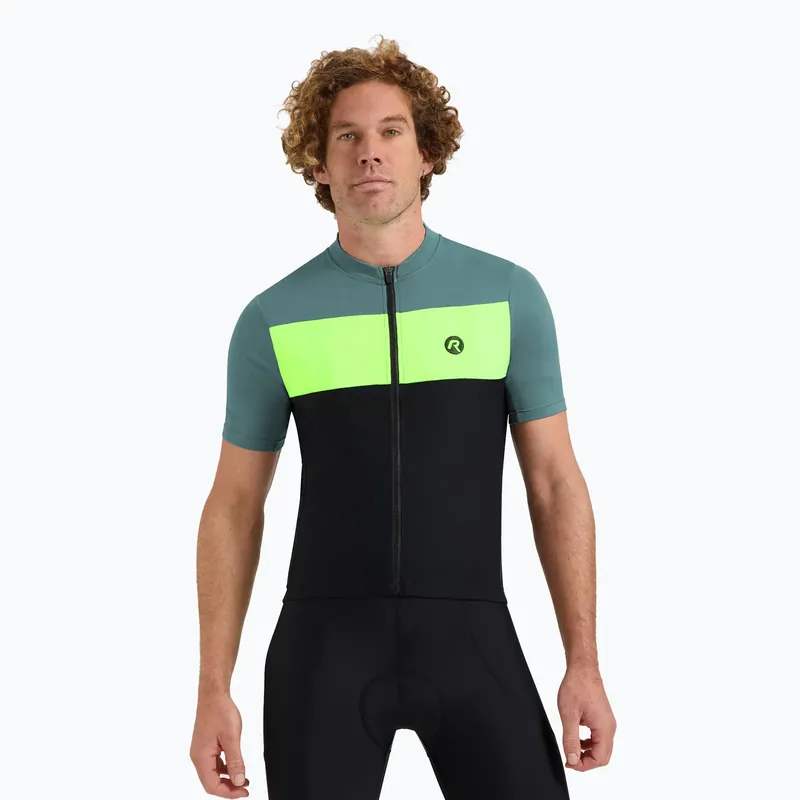 Vysoce Kvalitní Pánský cyklistický dres Rogelli Core Block black / turquoise / fluor yellow