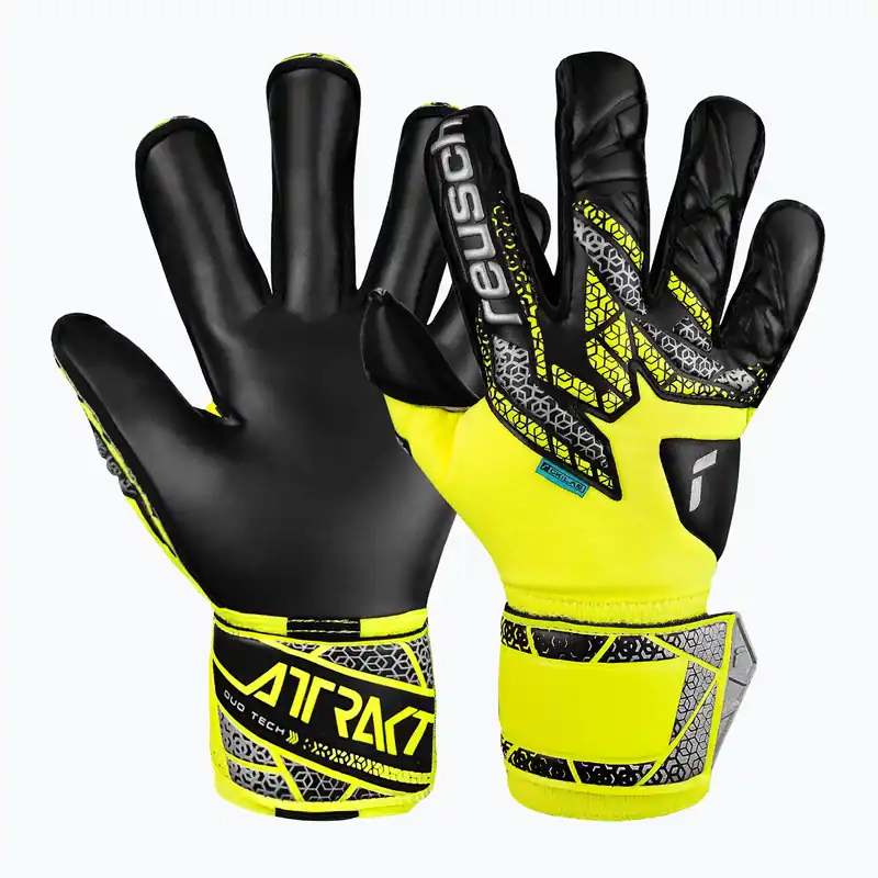 Levný Brankářské rukavice Reusch Attrakt Duo Evolution safety yellow/silver/black