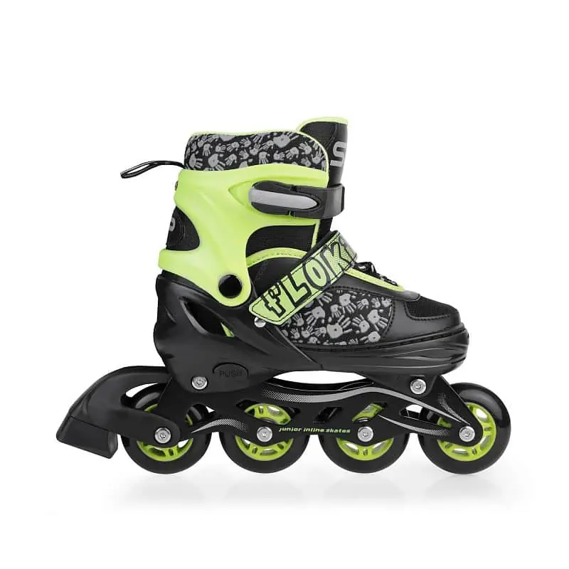 Spokey FLOKI Kolečkové brusle regulovatelné zelené ABEC5 Carbon vel.30-41 Finální Výprodej