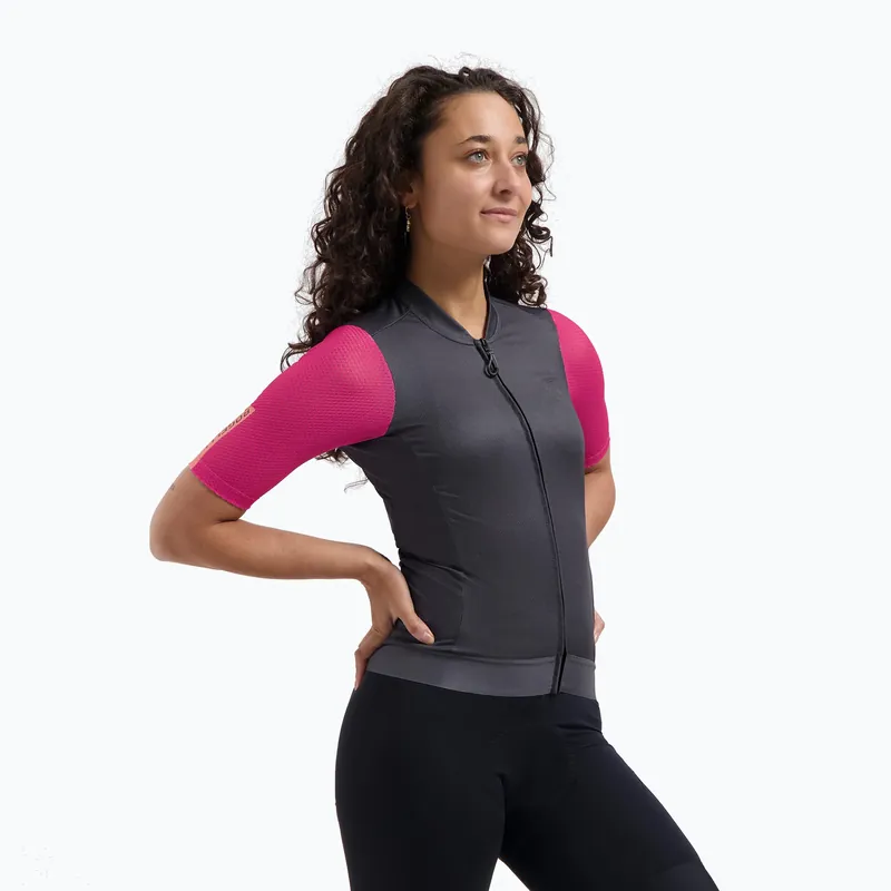 Dámský cyklistický dres Rogelli Fast ebony/pink/coral Jen Po Omezenou Doba