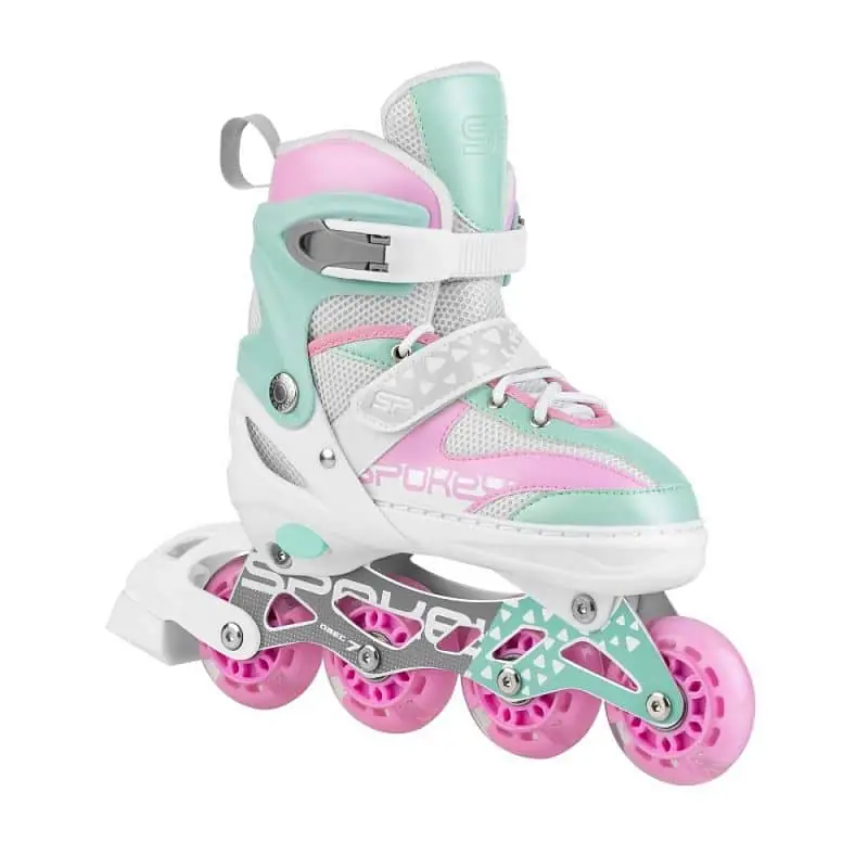 Spokey LIMP Kolečkové brusle regulovatelné, ABEC 7 carbon pastel, svítící kolečka, vel. 29-43 Akce