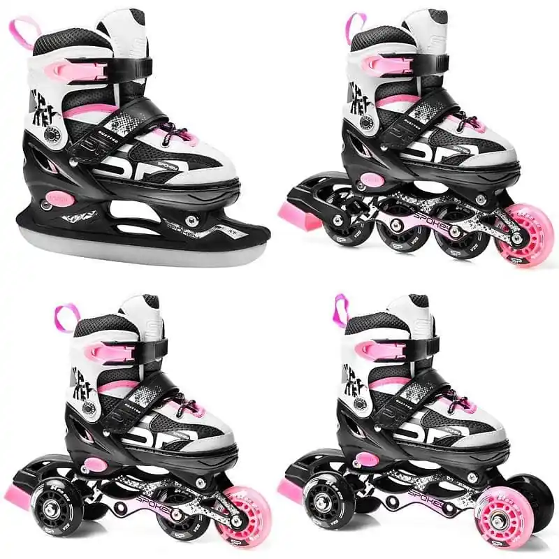 Spokey QUATTRO 4IN1 Brusle černo-růžové, regulovatelné, vel. 30-41 Akční Cena