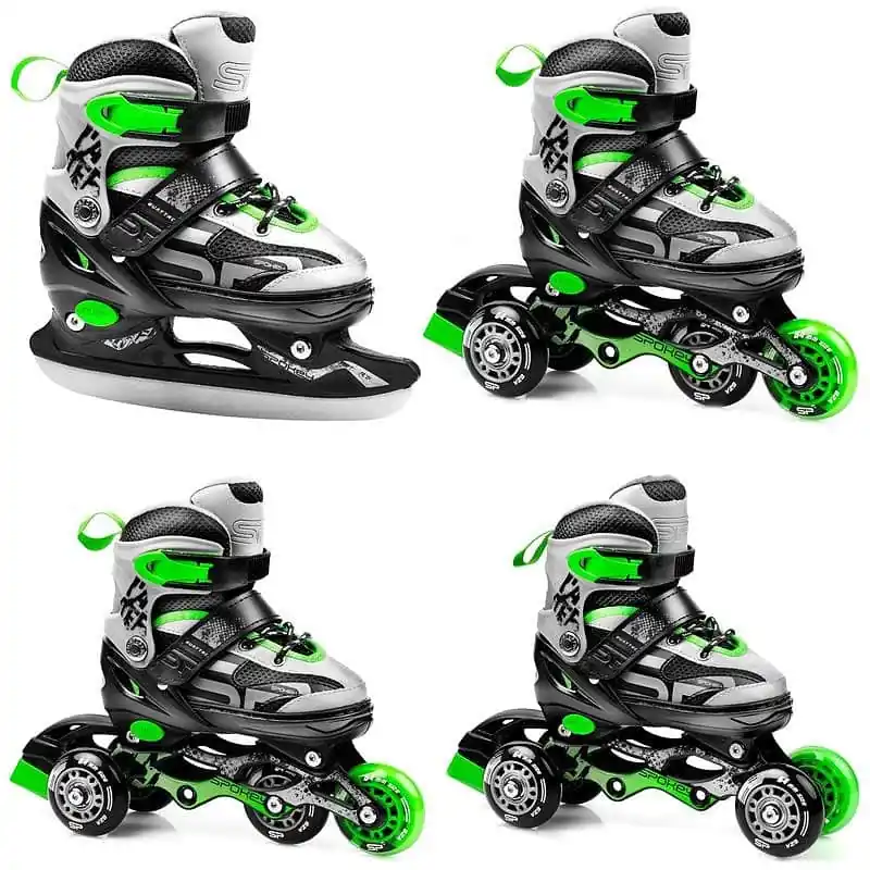 Jen Po Omezenou Doba Spokey QUATTRO 4IN1 Brusle černo-zelené, regulovatelné, vel. 30-41