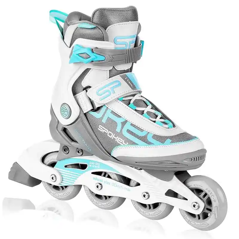 Výhodná Nabídka Spokey PRIME PRO Kolečkové brusle, bílo-tyrkysové, ABEC9 Carbon, vel. 37-41