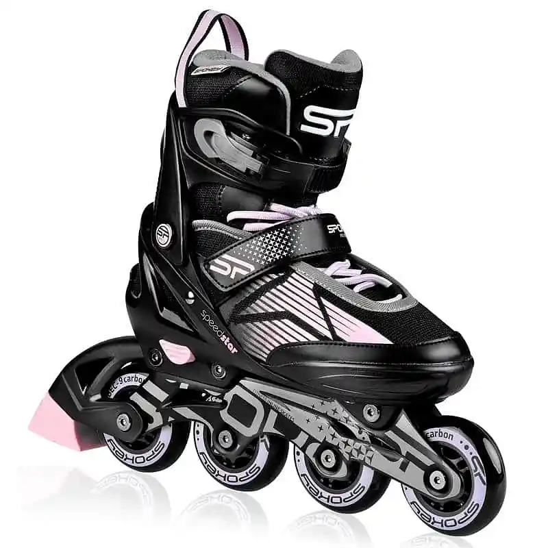 Spokey SPEED PRO Kolečkové brusle, černo-růžové, ABEC9 Carbon, vel. 33-43 Finální Výprodej