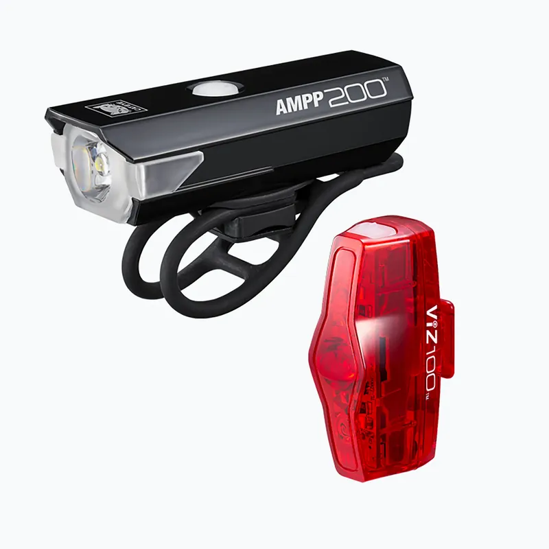 Sada cyklistických světel CatEye AMPP 200 HL-EL042RC / TL-LD800B VIZ100 USB-C black Novinka