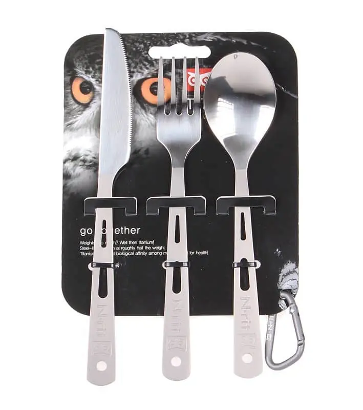 turistická sada příborů 100% titan, nůž+vidlička+lžíce Zlevněný