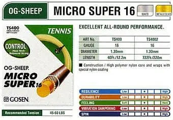OG Sheep Micro Super 16 tenisový výplet 220m Cenově Výhodný