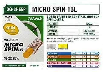 Expresní Doručení OG Sheep Micro Spin 15 L tenisový výplet 220m