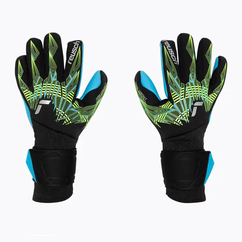 Brankářské rukavice Reusch Pure Contact Aqua black/fluo lime/aqua Finální Výprodej