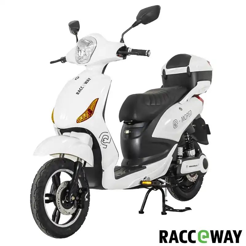 Poslední Šance Elektroskútr RACCEWAY® E-MOPED, bílý-lesklý s baterií 12Ah