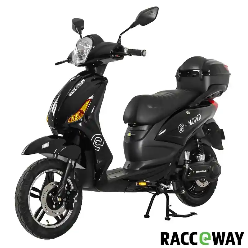 Ověřený Elektroskútr RACCEWAY® E-MOPED, černý-lesklý s baterií 12Ah