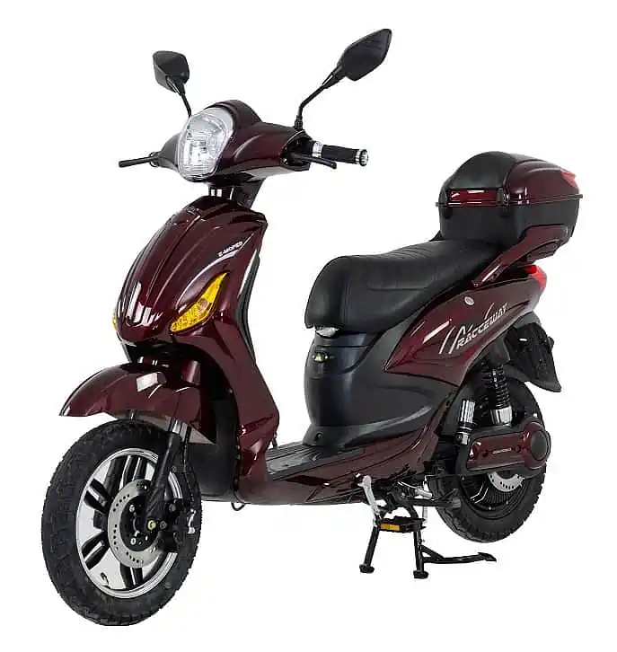 Elektroskútr RACCEWAY E-MOPED, vínový-lesklý s baterií 12Ah Finální Výprodej