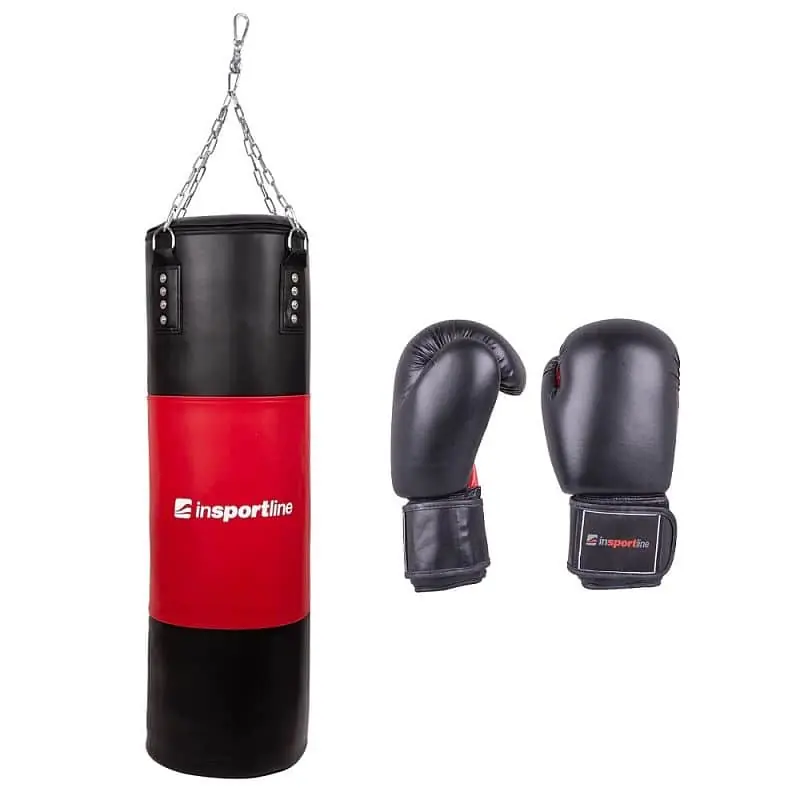 Plnící boxovací pytel inSPORTline 50-100kg s boxerskými rukavicemi Výprodej