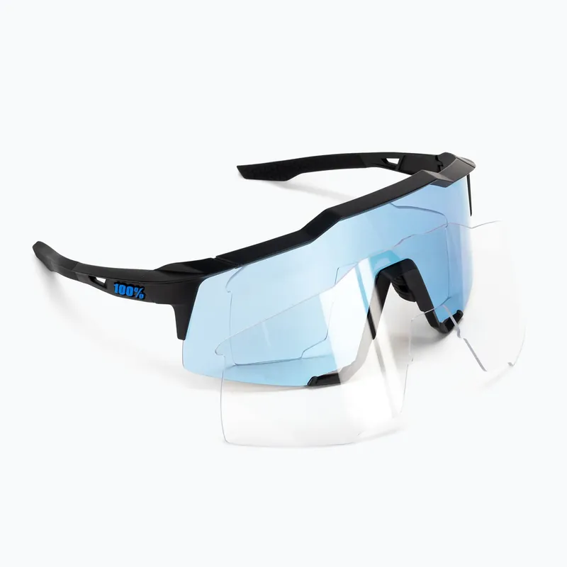 Finální Výprodej 100% Speedcraft matně černé/hyper modré vícevrstvé zrcadlové cyklistické brýle 60007-00004