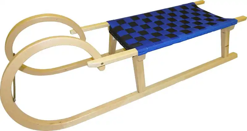 Sáně dřevěné Rohačky 125CM ČERVENÝ VÝPLET - modrá Ověřený