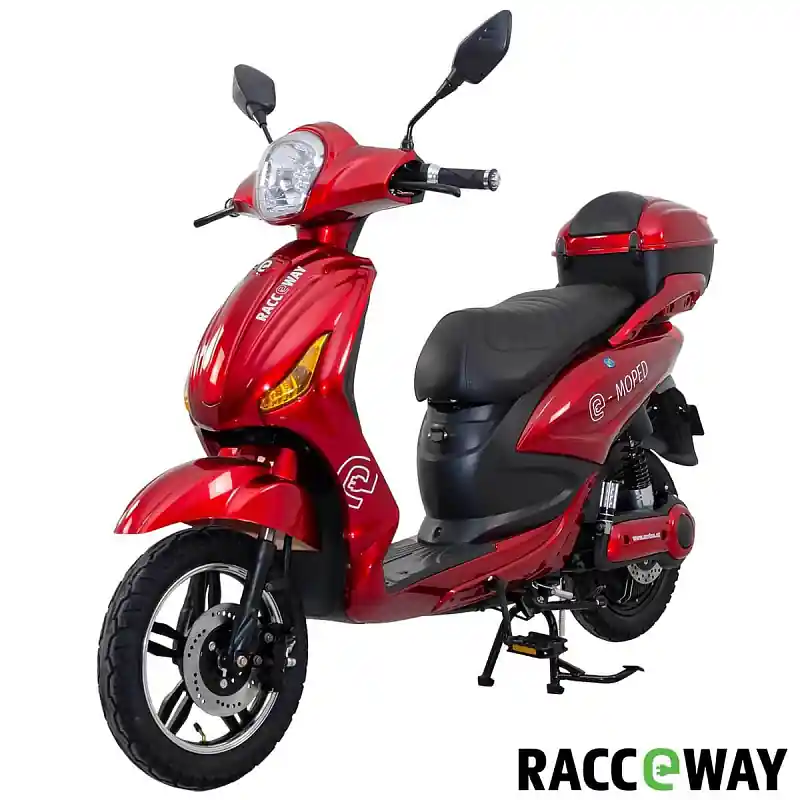 Expresní Doručení Elektroskútr RACCEWAY® E-MOPED, červený-lesklý s baterií 12Ah
