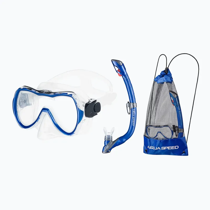 Šnorchlovací sada AQUA-SPEED Enzo + Evo maska + šnorchl + vak modrá Nová Kolekce