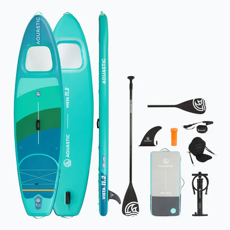 Sada paddleboard SUP nafukovací AQUASTIC Vista 11‘2" zelený Horká Nabídka