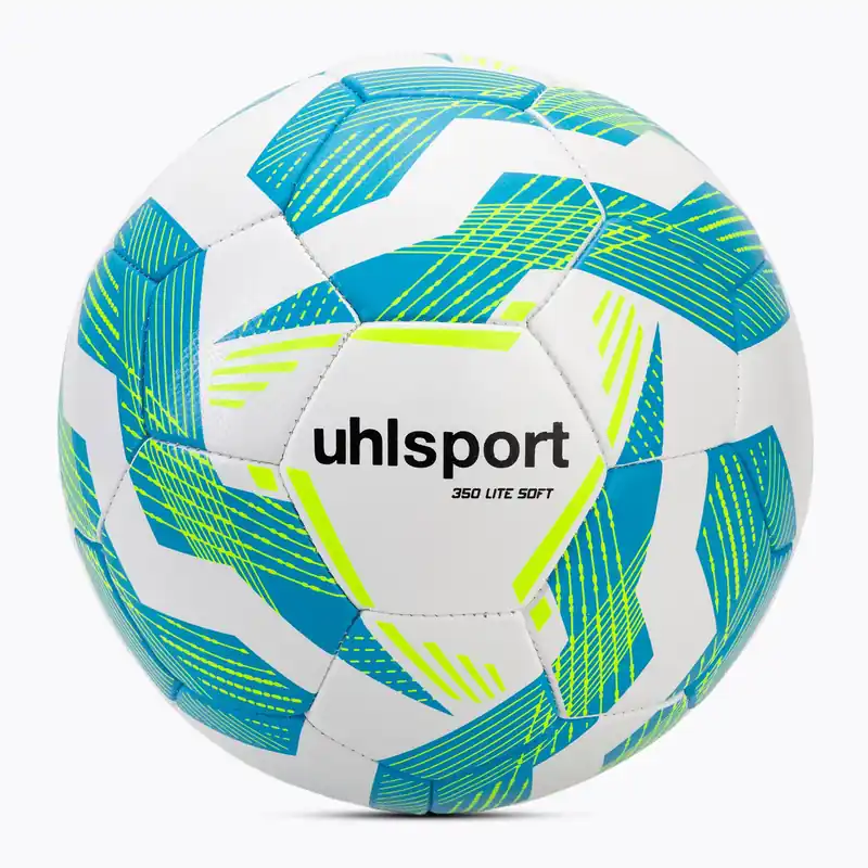 Ověřený Fotbalový míč uhlsport Lite Soft 350 white/light blue/fluo yellow velikost 5