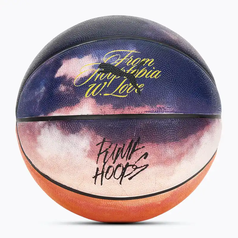 Basketbalový míč PUMA Hooptopia Sunset Basketball flame orange/puma black/multicolor velikost 7 Rychlé Dodání