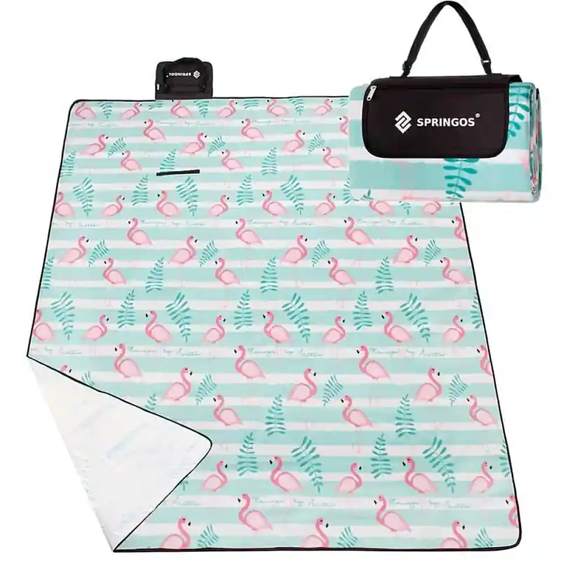 Tovární Cena Pikniková deka 200x200 cm, plameňáci SPRINGOS FLAMINGO